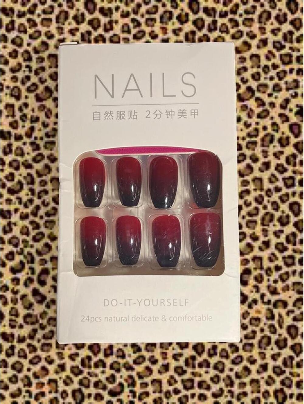 Red and black ombre press on nails